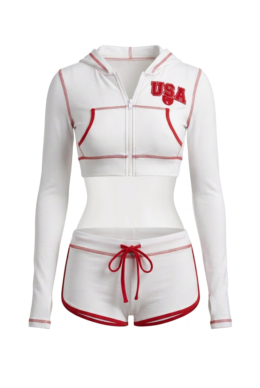 1x Zip-Up Crop Hoodie + 1x Drawstring Shorts