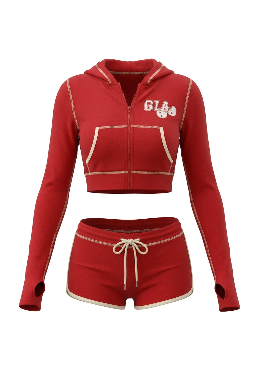 1x Zip-Up Crop Hoodie + 1x Drawstring Shorts