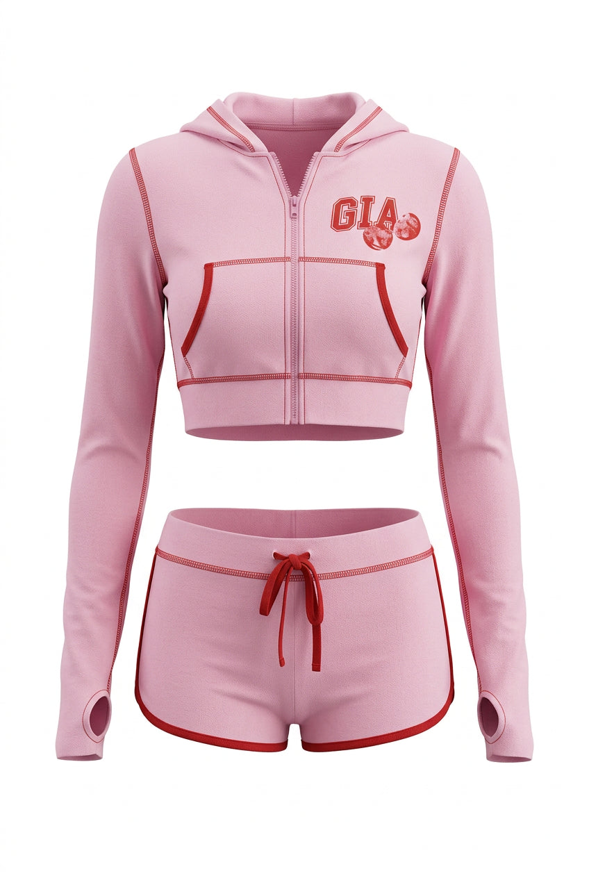1x Zip-Up Crop Hoodie + 1x Drawstring Shorts