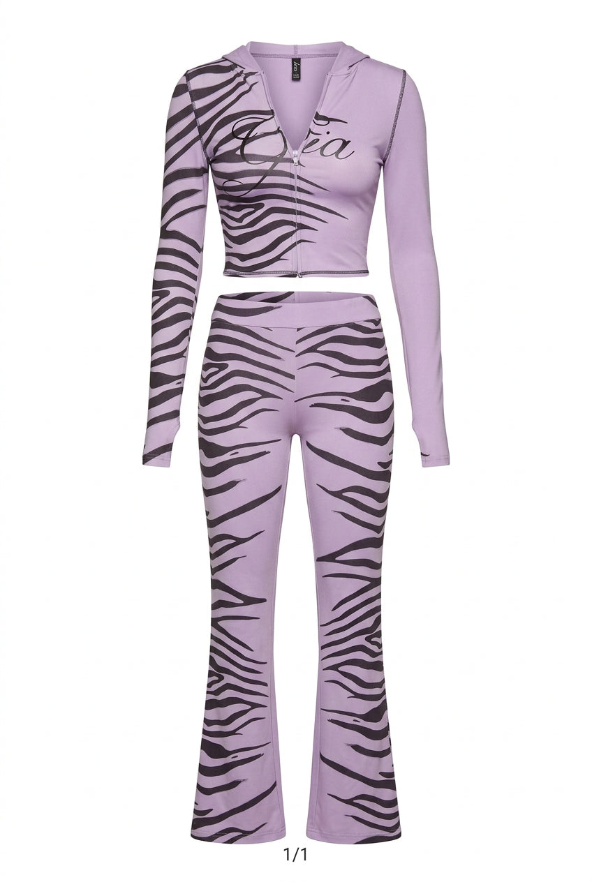 Animal Print 2-Piece Crop Top & Pants Set