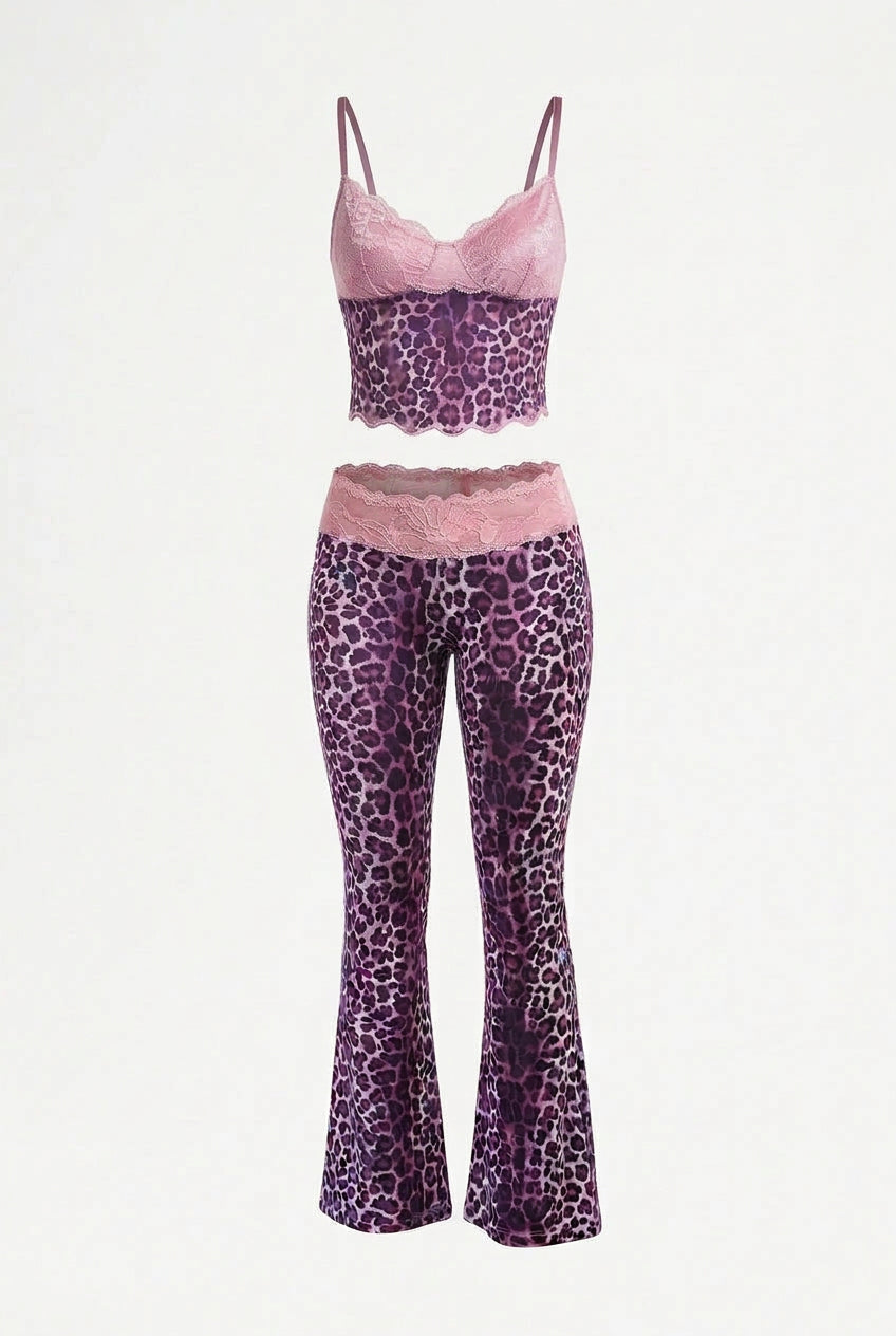 Lace Trim Camisole Top &Flared Pants