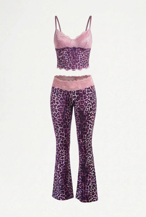 Lace Trim Camisole Top &Flared Pants